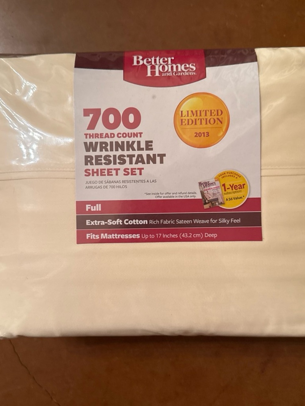 Better Homes And Gardens Cream 700 Thread Count Wrinkle Resistant Sheet Set